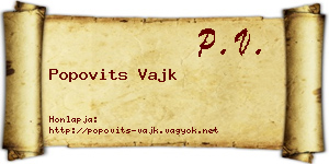 Popovits Vajk névjegykártya